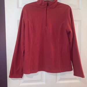 Lands' End Pink/Red Long Sleeve 1/4 Zip Sweatshirt